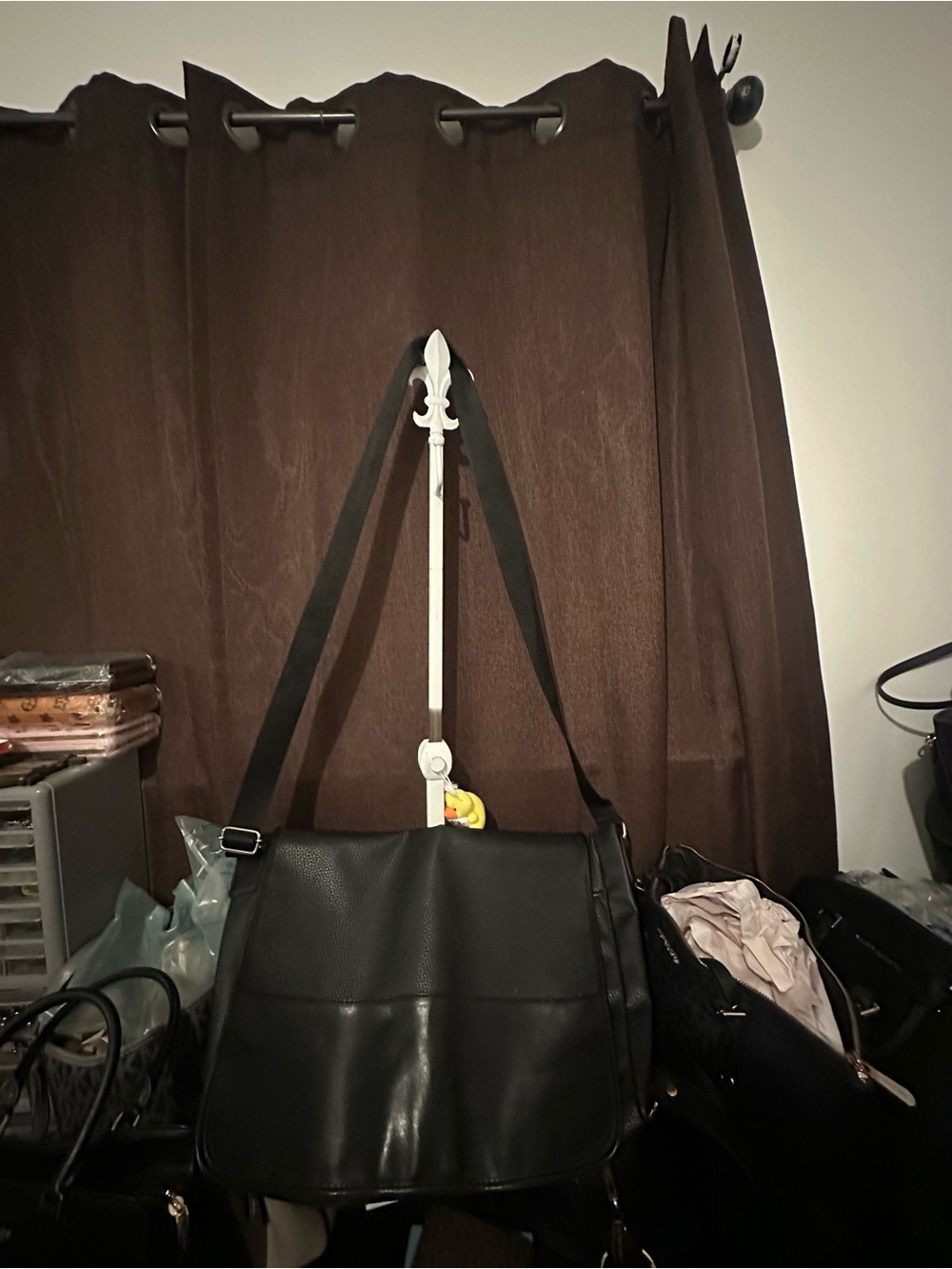 Classic Black Leather Messenger Bag for Men